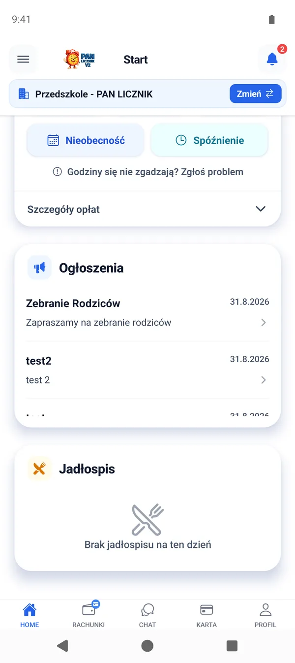 Ogłoszenia i jadłospis w aplikacji Pan Licznik